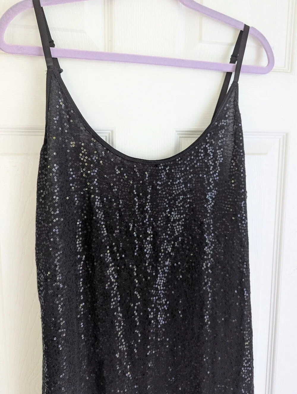 Sequin Cami Top w/adjustable straps -Black Sz Xxl
